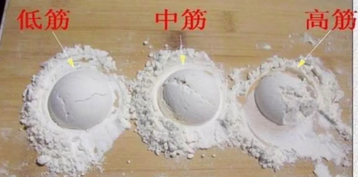 高筋、中筋、低筋面粉对比