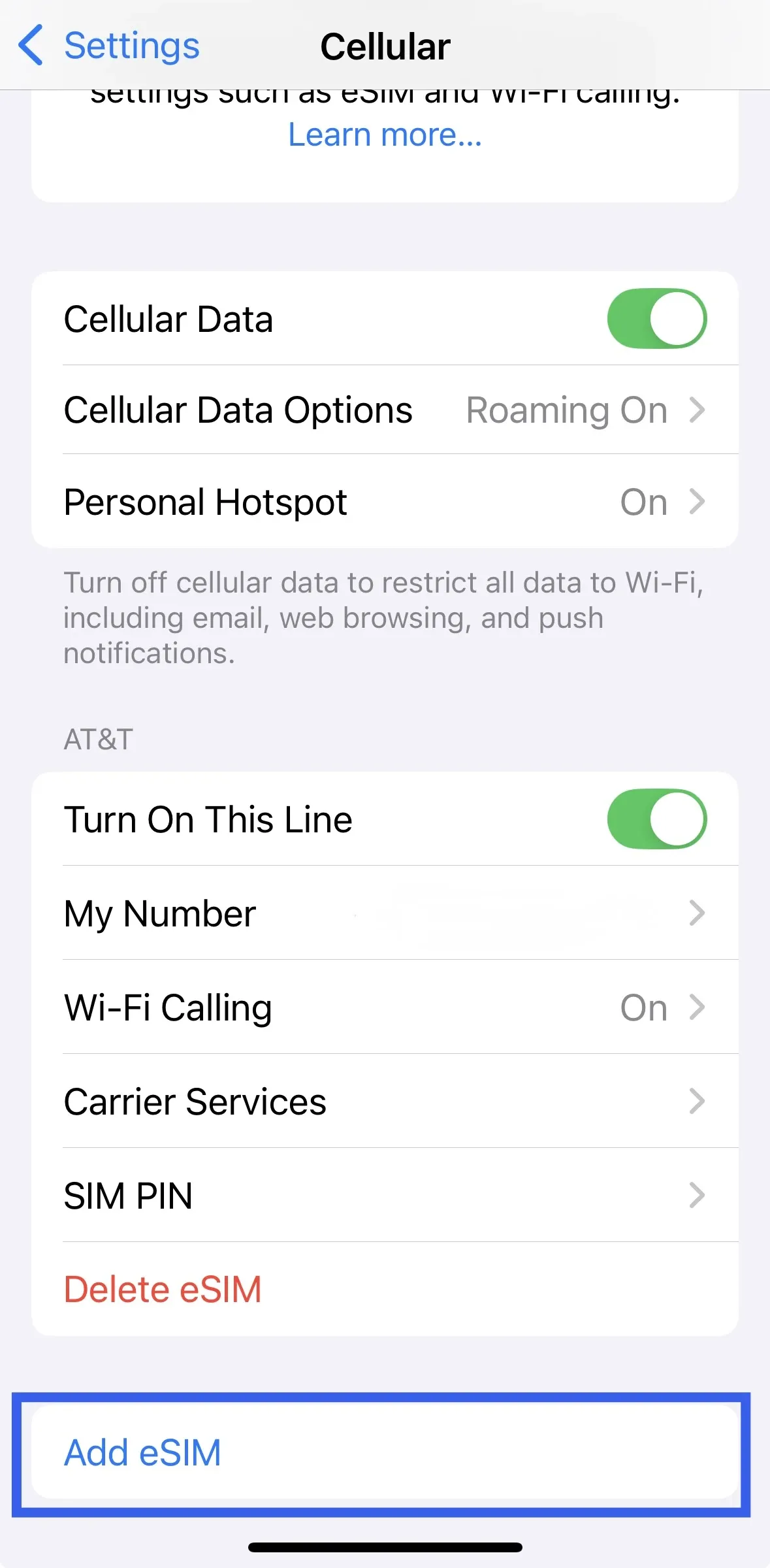 eSIM卡设置步骤2：添加eSIM